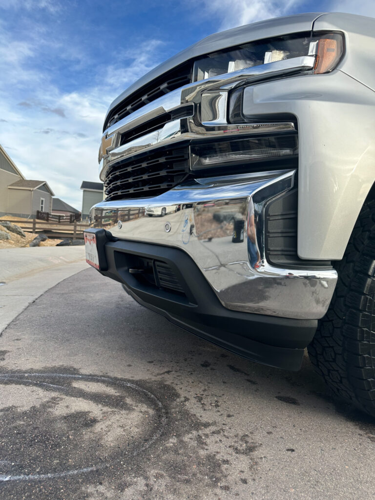 front fender and chrome are spotless after detailing Legacy Auto Clinic Castle Rock 