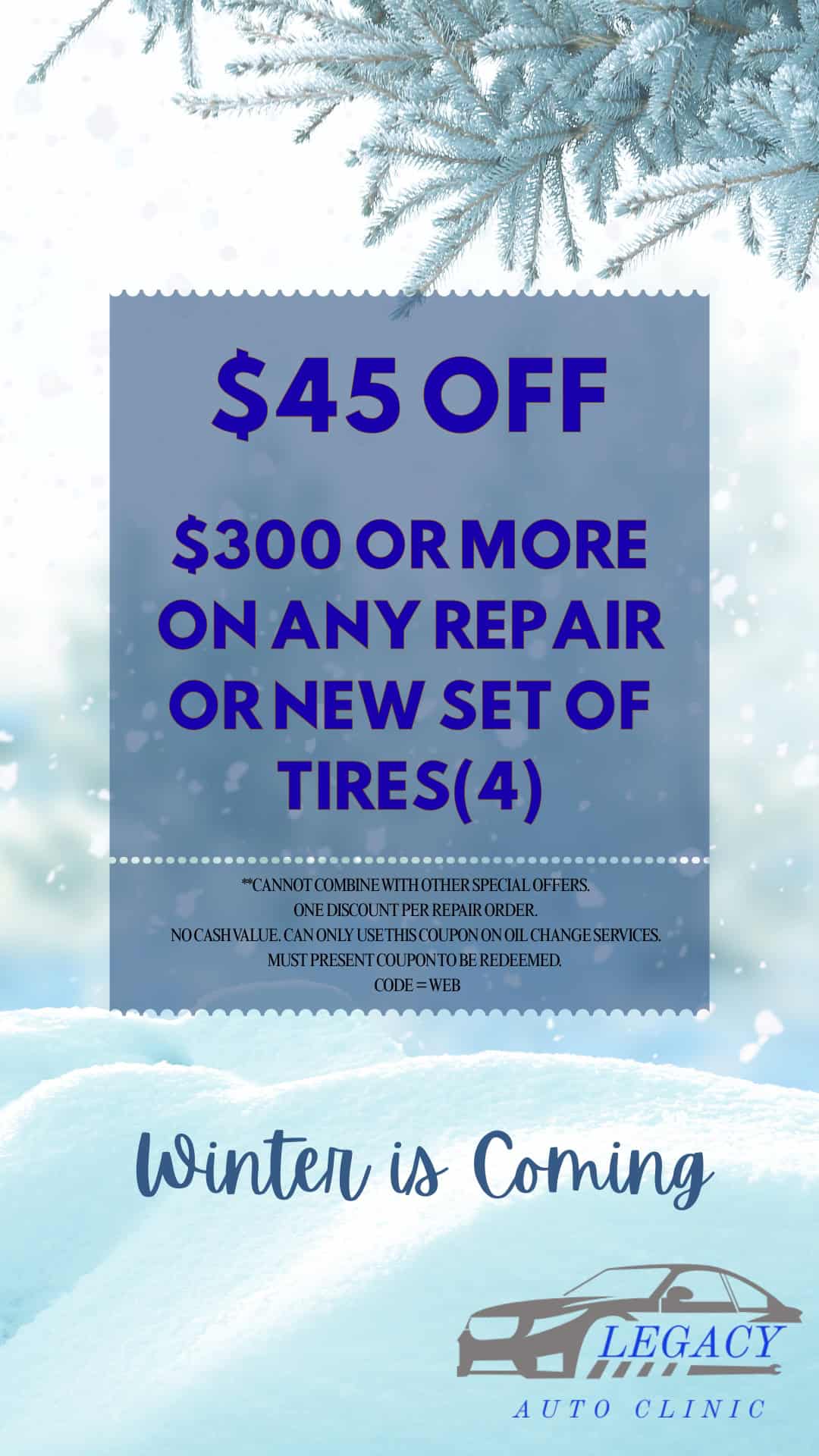 $45 off coupon at Legacy Auto Clinic Castle Rock