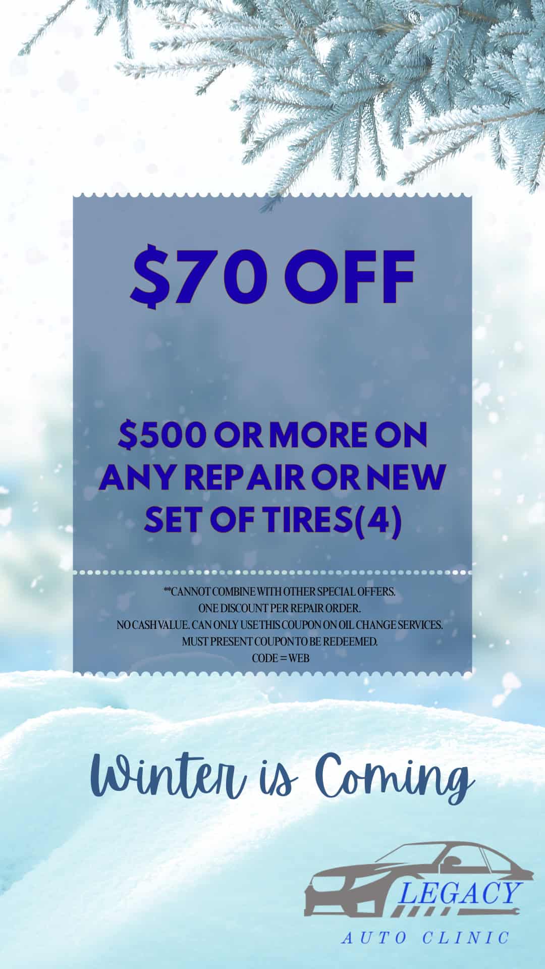 $70 off coupon at Legacy Auto Clinic Castle Rock