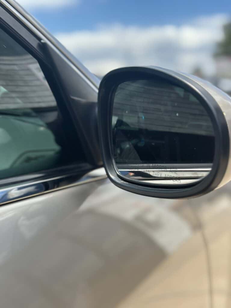 passenger side mirror is clean after detailing
